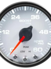 AutoMeter GAUGE; BOOST; 2 1/16in.; 60PSI; STEPPER MOTOR W/PEAK/WARN; WHT/BLK; SPEK-PRO                                     - P30412 - Image 2