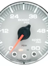 AutoMeter GAUGE; BOOST; 2 1/16in.; 60PSI; STEPPER MOTOR W/PEAK/WARN; SLVR/CHRM; SPEK-PRO                                     - P304218 - Image 2