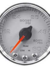 AutoMeter GAUGE; BOOST; 2 1/16in.; 60PSI; STEPPER MOTOR W/PEAK/WARN; SLVR/CHRM; SPEK-PRO                                     - P30421 - Image 3