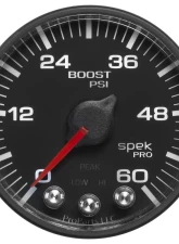 AutoMeter GAUGE; BOOST; 2 1/16in.; 60PSI; STEPPER MOTOR W/PEAK/WARN; BLK/BLACK; SPEK-PRO                                     - P304328 - Image 7