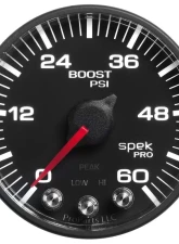AutoMeter GAUGE; BOOST; 2 1/16in.; 60PSI; STEPPER MOTOR W/PEAK/WARN; BLK/BLACK; SPEK-PRO                                     - P304328 - Image 2