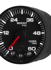 AutoMeter GAUGE; BOOST; 2 1/16in.; 60PSI; STEPPER MOTOR W/PEAK/WARN; BLK/BLACK; SPEK-PRO                                     - P304328 - Image 4