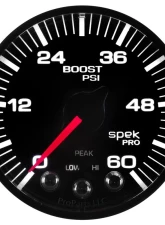 AutoMeter GAUGE; BOOST; 2 1/16in.; 60PSI; STEPPER MOTOR W/PEAK/WARN; BLK/BLACK; SPEK-PRO                                     - P304328 - Image 5