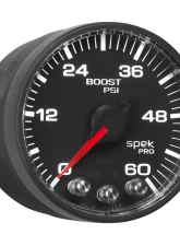 AutoMeter GAUGE; BOOST; 2 1/16in.; 60PSI; STEPPER MOTOR W/PEAK/WARN; BLK/BLACK; SPEK-PRO                                     - P304328 - Image 6