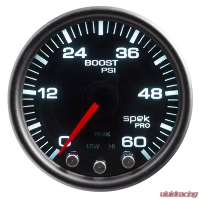 AutoMeter GAUGE; BOOST; 2 1/16in.; 60PSI; STEPPER MOTOR W/PEAK/WARN; BLK/SMOKE/BLACK; SPEK - P30452