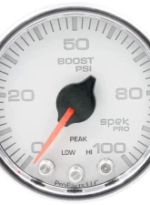 AutoMeter GAUGE; BOOST; 2 1/16in.; 100PSI; STEPPER MOTOR W/PEAK/WARN; WHT/CHRM; SPEK-PRO                                     - P30511 - Image 3