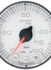 AutoMeter GAUGE; BOOST; 2 1/16in.; 100PSI; STEPPER MOTOR W/PEAK/WARN; WHT/BLK; SPEK-PRO                                     - P305128 - Image 3