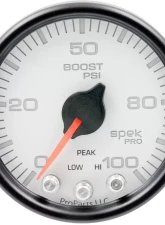 AutoMeter GAUGE; BOOST; 2 1/16in.; 100PSI; STEPPER MOTOR W/PEAK/WARN; WHT/BLK; SPEK-PRO                                     - P30512 - Image 3
