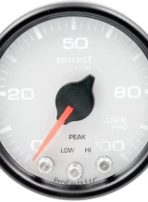 AutoMeter GAUGE; BOOST; 2 1/16in.; 100PSI; STEPPER MOTOR W/PEAK/WARN; WHT/BLK; SPEK-PRO                                     - P30512 - Image 2