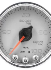 AutoMeter GAUGE; BOOST; 2 1/16in.; 100PSI; STEPPER MOTOR W/PEAK/WARN; SLVR/CHRM; SPEK-PRO                                     - P30521 - Image 3