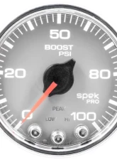AutoMeter GAUGE; BOOST; 2 1/16in.; 100PSI; STEPPER MOTOR W/PEAK/WARN; SLVR/CHRM; SPEK-PRO                                     - P30521 - Image 2