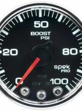 AutoMeter GAUGE; BOOST; 2 1/16in.; 100PSI; STEPPER MOTOR W/PEAK/WARN; BLK/CHRM; SPEK-PRO                                     - P30531 - Image 2