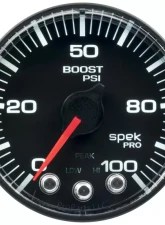 AutoMeter GAUGE; BOOST; 2 1/16in.; 100PSI; STEPPER MOTOR W/PEAK/WARN; BLK/BLK; SPEK-PRO                                     - P305328 - Image 2