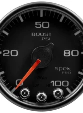 AutoMeter GAUGE; BOOST; 2 1/16in.; 100PSI; STEPPER MOTOR W/PEAK/WARN; BLK/BLK; SPEK-PRO                                     - P30532 - Image 3