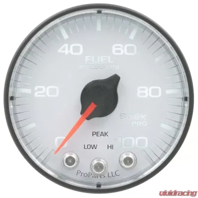 AutoMeter GAUGE; FUEL PRESS; 2 1/16in.; 100PSI; STEPPER MOTOR W/PEAK/WARN; WHT/BLK; SPEK - P314128
