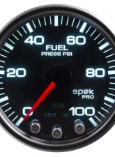 AutoMeter GAUGE; FUEL PRESS; 2 1/16in.; 100PSI; STEPPER MTR W/PK/WRN; BLK/SMOKE/BLK; SPEK                                     - P31452 - Image 2