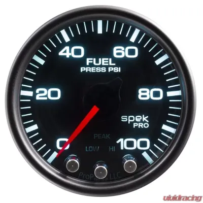 AutoMeter GAUGE; FUEL PRESS; 2 1/16in.; 100PSI; STEPPER MTR W/PK/WRN; BLK/SMOKE/BLK; SPEK - P31452