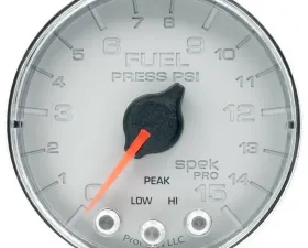 AutoMeter GAUGE; FUEL PRESS; 2 1/16in.; 15PSI; STEPPER MOTOR W/PEAK/WARN; SLVR/CHRM; SPEK
