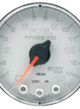 AutoMeter GAUGE; FUEL PRESS; 2 1/16in.; 15PSI; STEPPER MOTOR W/PEAK/WARN; SLVR/CHRM; SPEK                                     - P315218 - Image 3