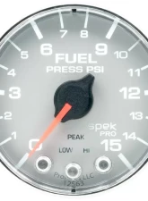 AutoMeter GAUGE; FUEL PRESS; 2 1/16in.; 15PSI; STEPPER MOTOR W/PEAK/WARN; SLVR/CHRM; SPEK                                     - P315218 - Image 2