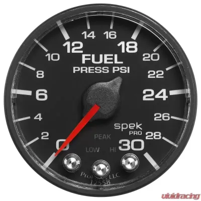 AutoMeter GAUGE; FUEL PRESS; 2 1/16in.; 30PSI; STEPPER MOTOR W/PEAK/WARN; BLK/BLK; SPEK - P316328