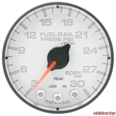 AutoMeter GAUGE; RAIL PRESS; 2 1/16in.; 30KPSI; STEPPER MOTOR W/PEAK/WARN; WHT/BLK; SPEK - P321128
