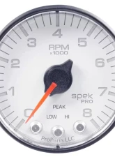 AutoMeter GAUGE; TACH; 2 1/16in.; 8K RPM; W/SHIFT LIGHT/PEAK MEM; WHT/BLK; SPEK-PRO                                     - P334128 - Image 3