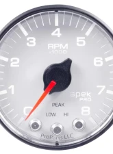 AutoMeter GAUGE; TACH; 2 1/16in.; 8K RPM; W/SHIFT LIGHT/PEAK MEM; WHT/BLK; SPEK-PRO                                     - P334128 - Image 2