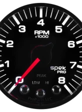 AutoMeter GAUGE; TACH; 2 1/16in.; 8K RPM; W/SHIFT LIGHT/PEAK MEM; BLK/BLK; SPEK-PRO                                     - P334328 - Image 5
