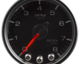 AutoMeter GAUGE; TACH; 2 1/16in.; 8K RPM; W/SHIFT LIGHT/PEAK MEM; BLK/BLK; SPEK-PRO