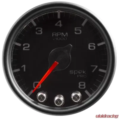 AutoMeter GAUGE; TACH; 2 1/16in.; 8K RPM; W/SHIFT LIGHT/PEAK MEM; BLK/BLK; SPEK-PRO - P33432