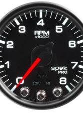 AutoMeter GAUGE; TACH; 2 1/16in.; 8K RPM; W/SHIFT LIGHT/PEAK MEM; BLK/BLK; SPEK-PRO                                     - P33432 - Image 2
