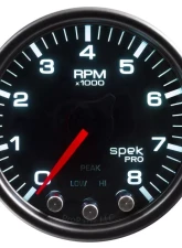 AutoMeter GAUGE; TACH; 2 1/16in.; 8K RPM; W/SHIFT LIGHT/PEAK MEM; BLK/SMOKE/BLK; SPEK-PRO                                     - P33452 - Image 2