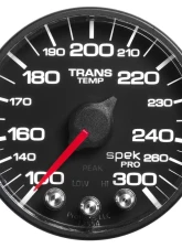 AutoMeter GAUGE; TRANS TEMP; 2 1/16in.; 300deg.F; STEPPER MOTOR W/PEAK/WRN; BLK/BLK; SPEK-                                     - P342328 - Image 2