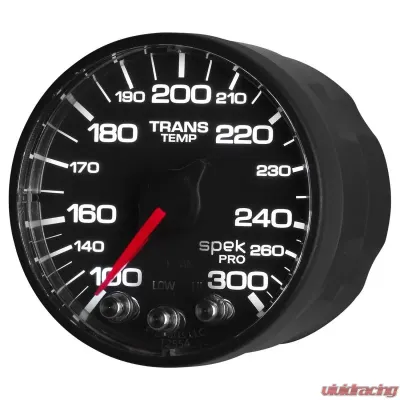 AutoMeter GAUGE; TRANS TEMP; 2 1/16in.; 300deg.F; STEPPER MOTOR W/PEAK/WRN; BLK/BLK; SPEK- - P342328