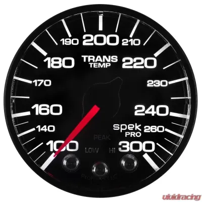 AutoMeter GAUGE; TRANS TEMP; 2 1/16in.; 300deg.F; STEPPER MOTOR W/PEAK/WRN; BLK/BLK; SPEK- - P342328