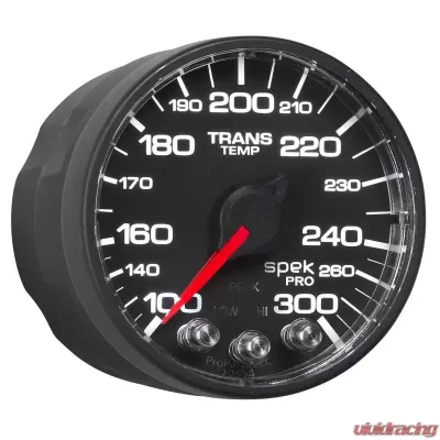AutoMeter GAUGE; TRANS TEMP; 2 1/16in.; 300deg.F; STEPPER MOTOR W/PEAK/WRN; BLK/BLK; SPEK- - P342328