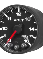 AutoMeter GAUGE; VOLTMETER; 2 1/16in.; 16V; STEPPER MOTOR W/PEAK/WARN; BLK/BLK; SPEK-PRO                                     - P344328 - Image 3