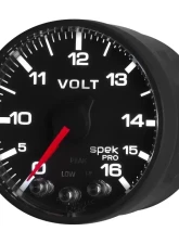 AutoMeter GAUGE; VOLTMETER; 2 1/16in.; 16V; STEPPER MOTOR W/PEAK/WARN; BLK/BLK; SPEK-PRO                                     - P344328 - Image 4