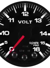 AutoMeter GAUGE; VOLTMETER; 2 1/16in.; 16V; STEPPER MOTOR W/PEAK/WARN; BLK/BLK; SPEK-PRO                                     - P344328 - Image 5