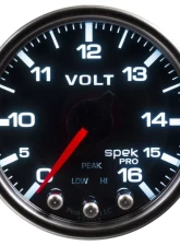 AutoMeter GAUGE; VOLTMETER; 2 1/16in.; 16V; STEPPER MOTOR W/PEAK/WARN; BLK/SMOKE/BLK; SPEK                                     - P34452 - Image 2