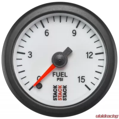 AutoMeter Gauge FuelP ProStpr 52mm Wht 15psi - ST3354
