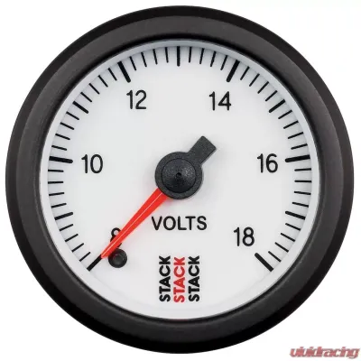 AutoMeter Gauge Volt ProStpr 52mm Wht 8-18v - ST3366