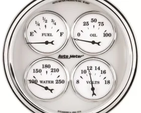 AutoMeter GAUGE; QUAD; 5in.; 240OE-33OF; ELEC; OLD TYME WHITE II