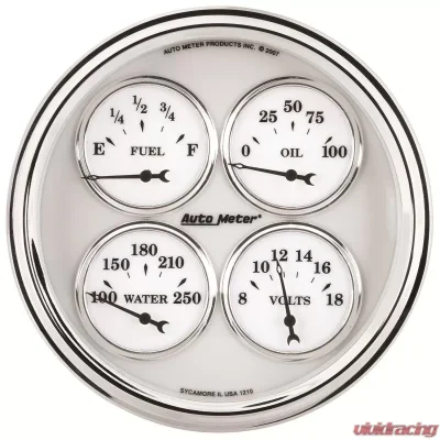 AutoMeter GAUGE; QUAD; 5in.; 240OE-33OF; ELEC; OLD TYME WHITE II - 1210