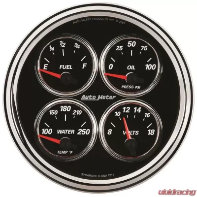 AutoMeter GAUGE; QUAD; 5in.; 240OE-33OF; ELEC; DESIGNER BLACK II - 1211