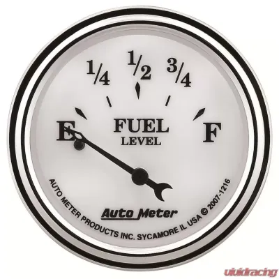AutoMeter GAUGE; FUEL LEVEL; 2 1/16in.; 240OE TO 33OF; ELEC; OLD TYME WHITE II - 1216