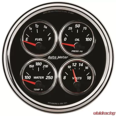 AutoMeter GAUGE; QUAD; 5in.; 0OE-90OF; ELEC; DESIGNER BLACK II - 1224