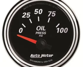 AutoMeter GAUGE; OIL PRESS; 2 1/16in.; 100PSI; ELEC; DESIGNER BLACK II