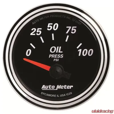 AutoMeter GAUGE; OIL PRESS; 2 1/16in.; 100PSI; ELEC; DESIGNER BLACK II - 1228